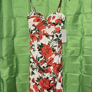 Honey and Rosie Red Floral Midi Dress